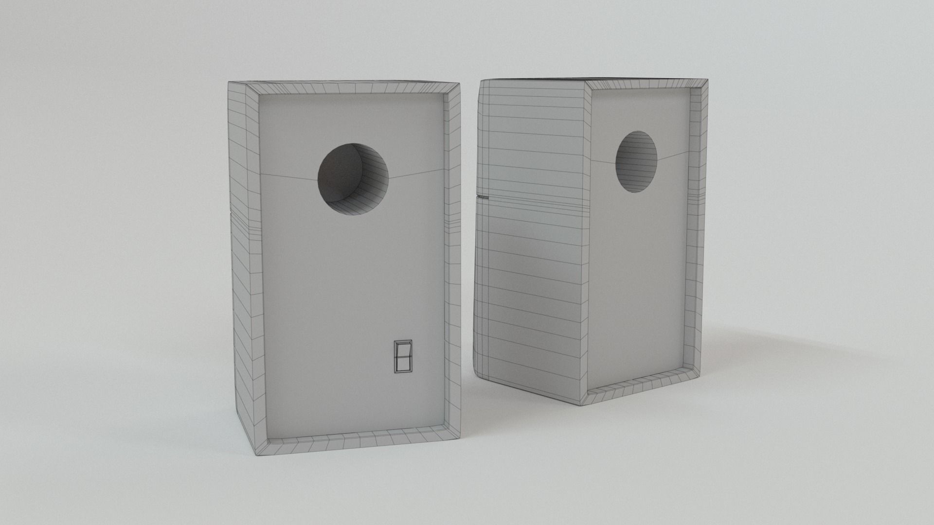 Wooden Desktop Speakers Low-poly 3D model_9