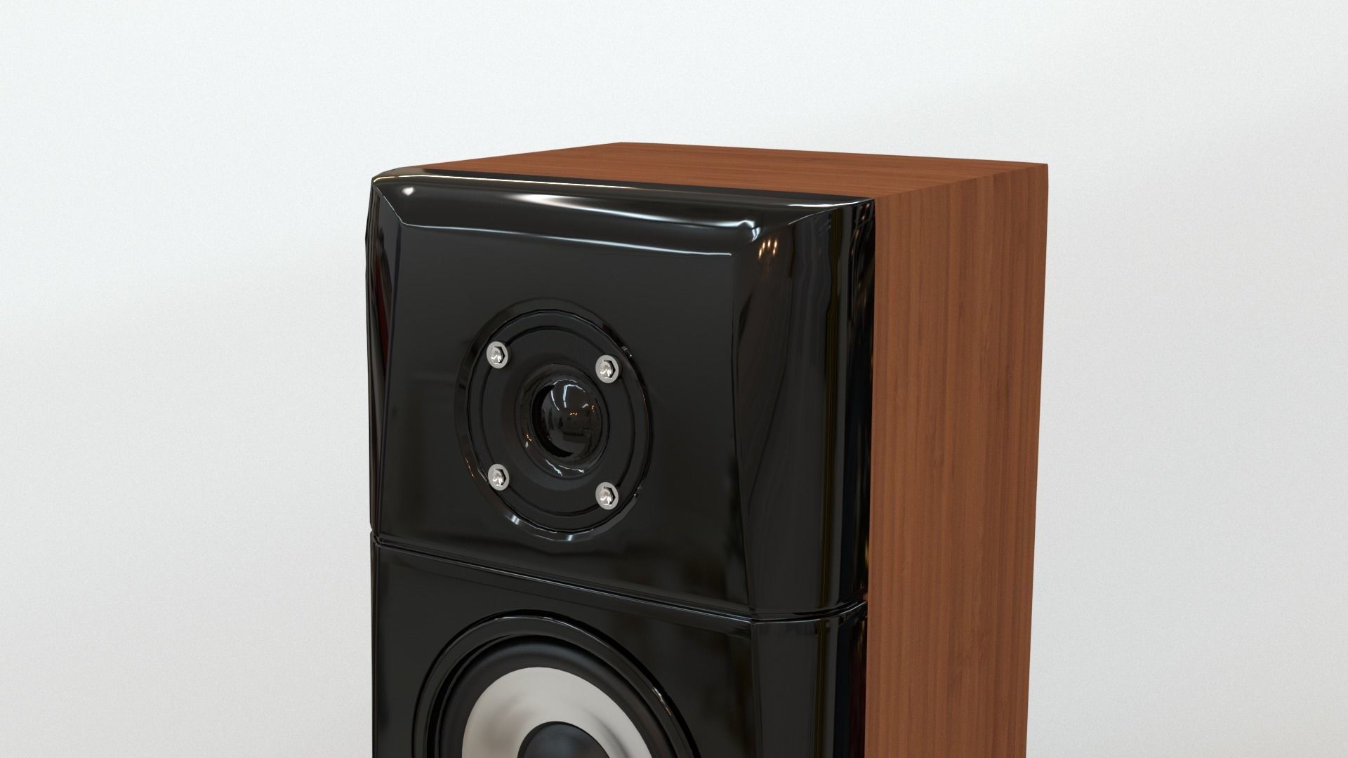 Wooden Desktop Speakers Low-poly 3D model_2