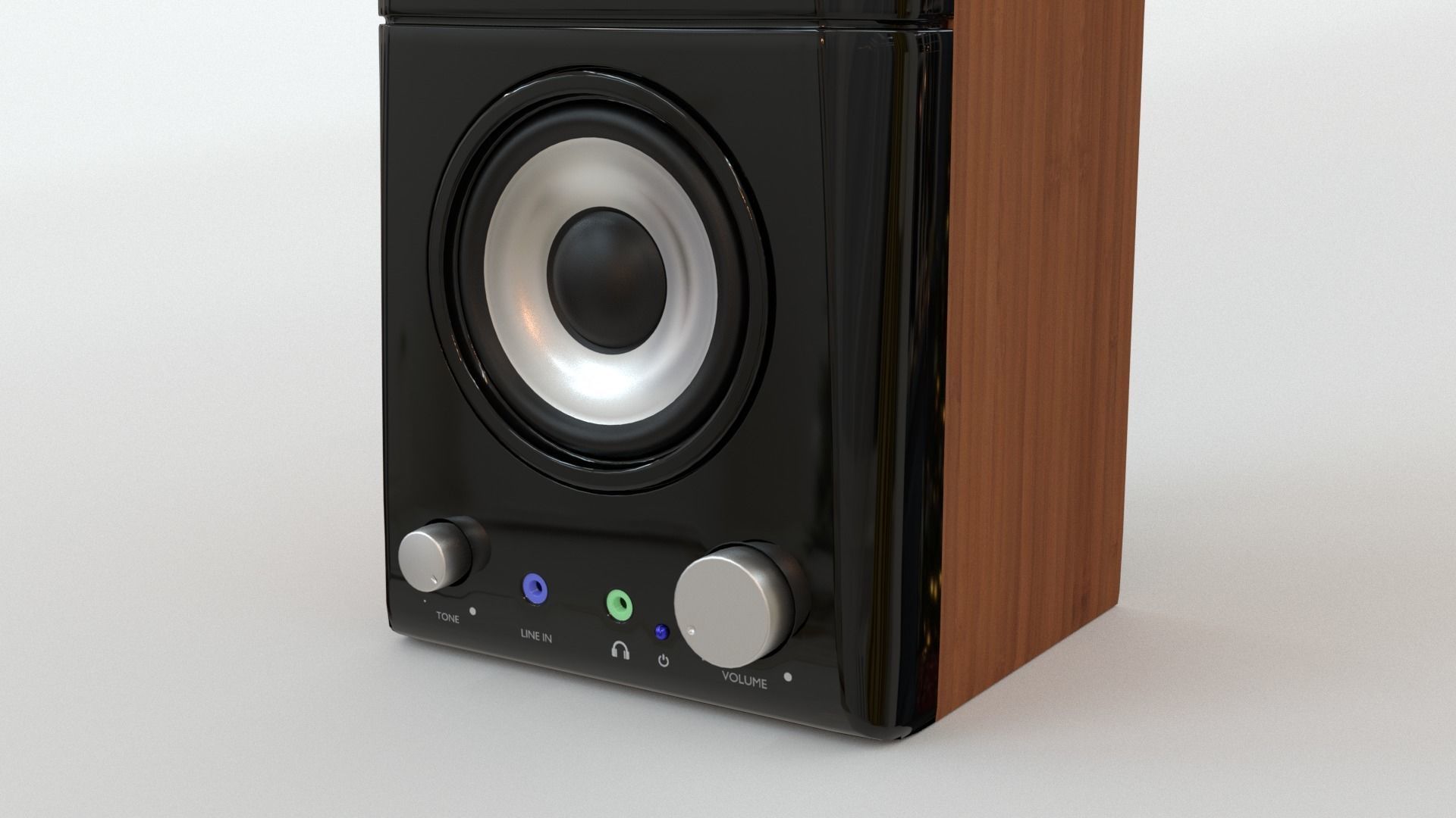 Wooden Desktop Speakers Low-poly 3D model_4