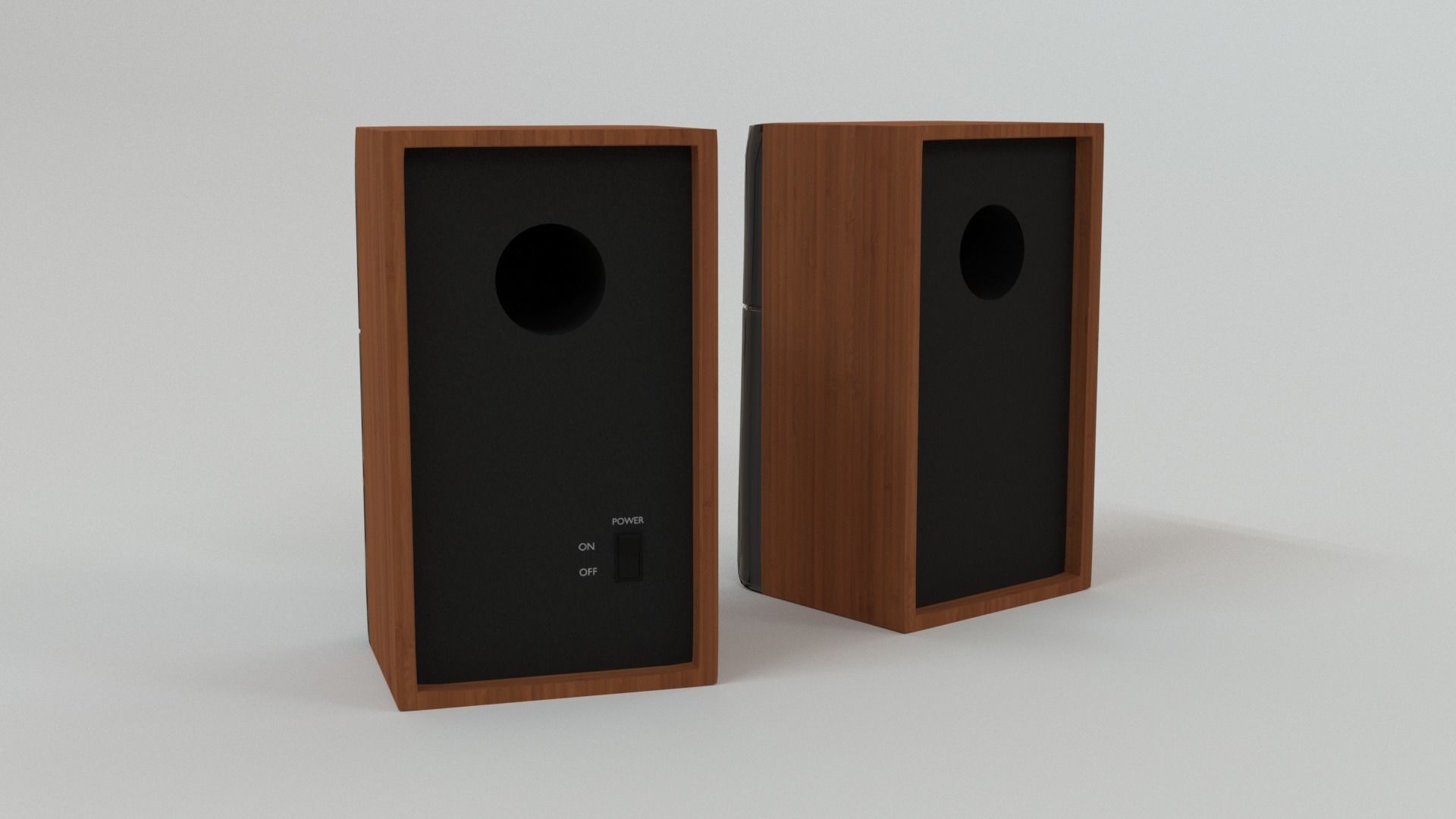 Wooden Desktop Speakers Low-poly 3D model_8