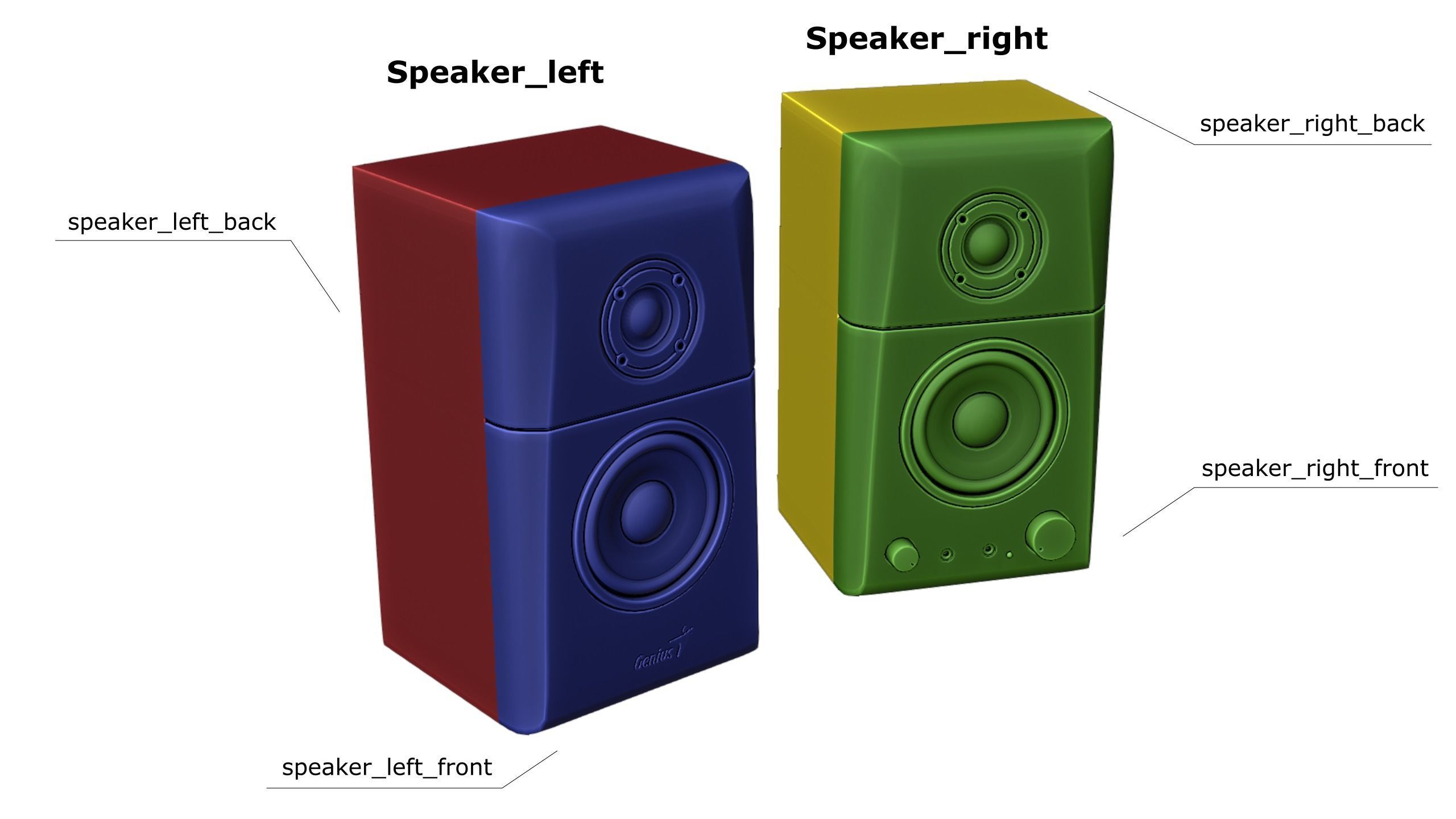 Wooden Desktop Speakers Low-poly 3D model_10