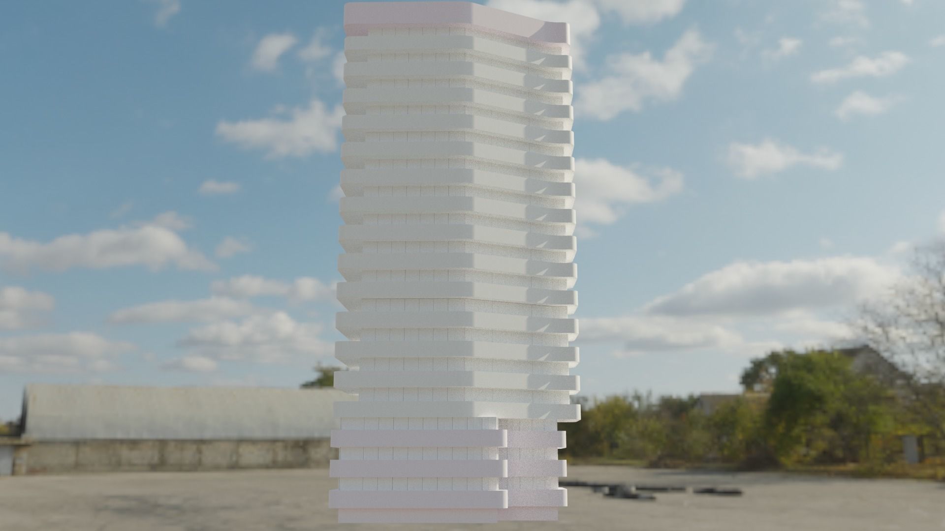 Modern Skyscraper Low-poly 3D model_1