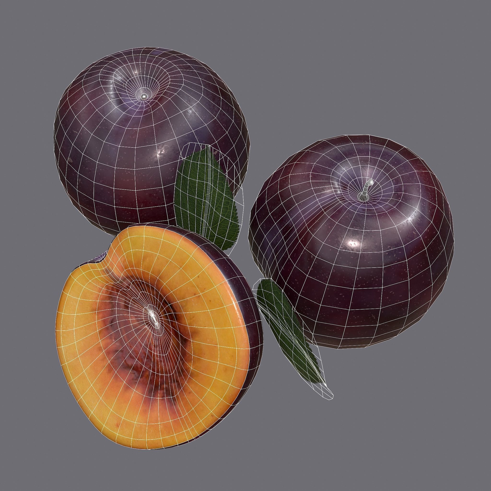 Plum Delicious Purple Low-poly 3D model_37