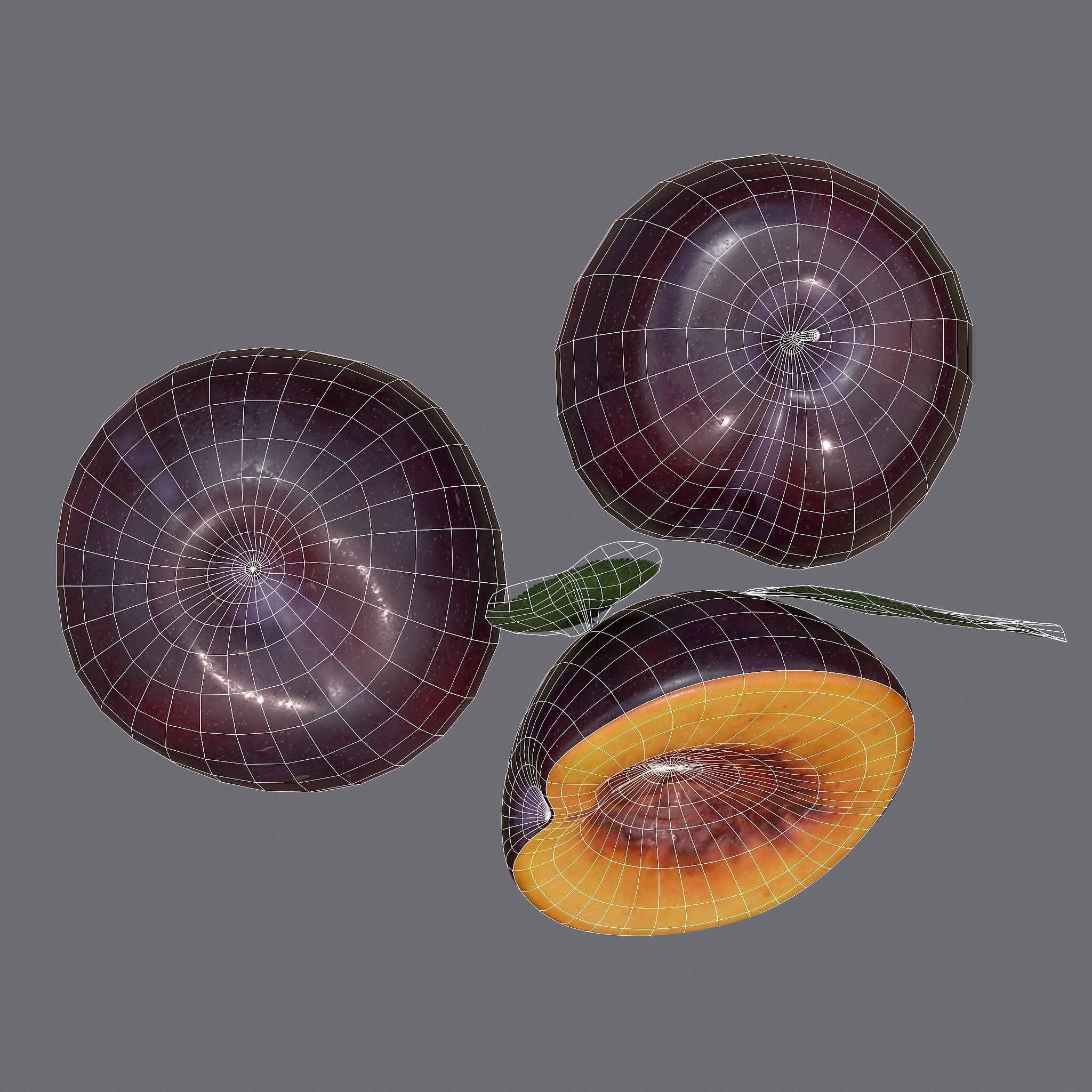 Plum Delicious Purple Low-poly 3D model_31