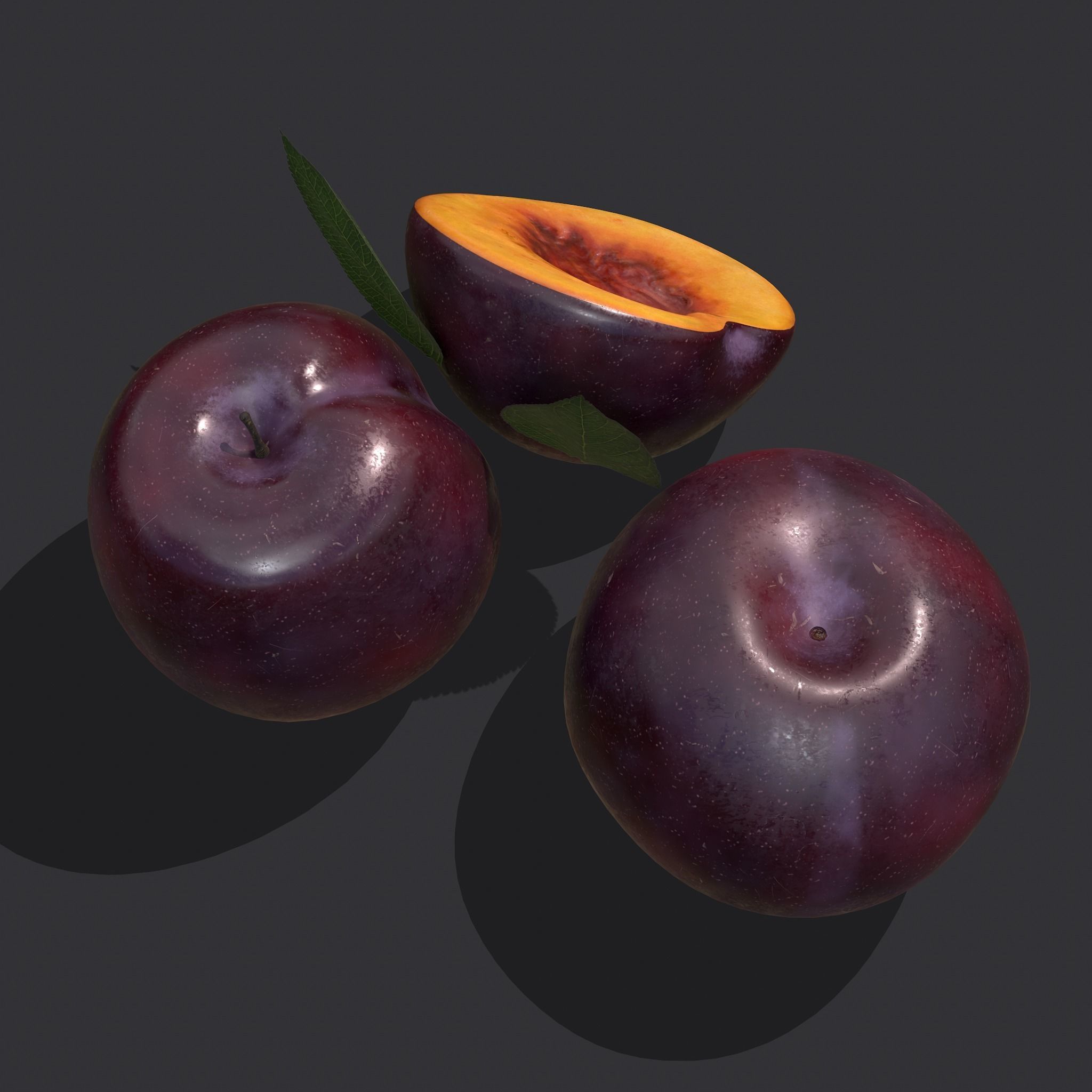 Plum Delicious Purple Low-poly 3D model_8