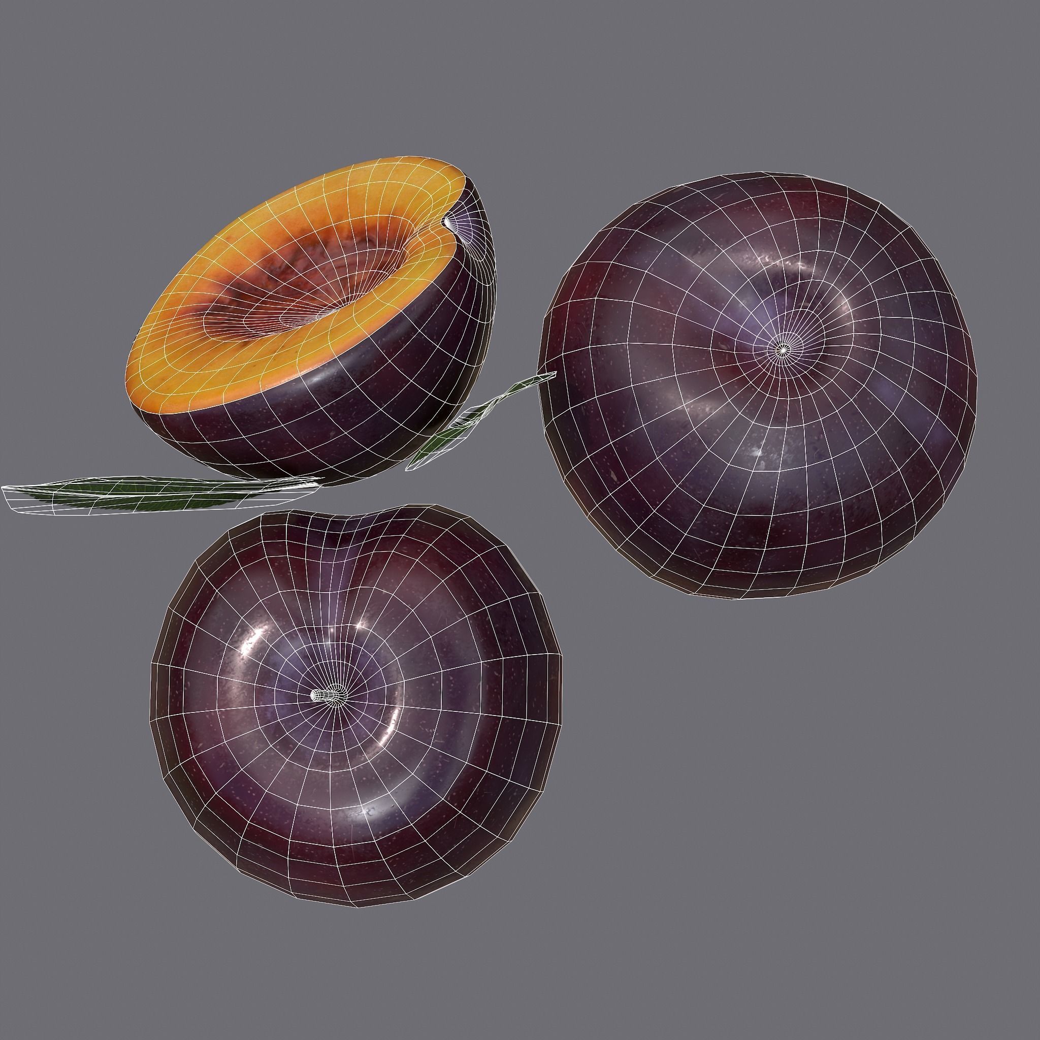 Plum Delicious Purple Low-poly 3D model_39