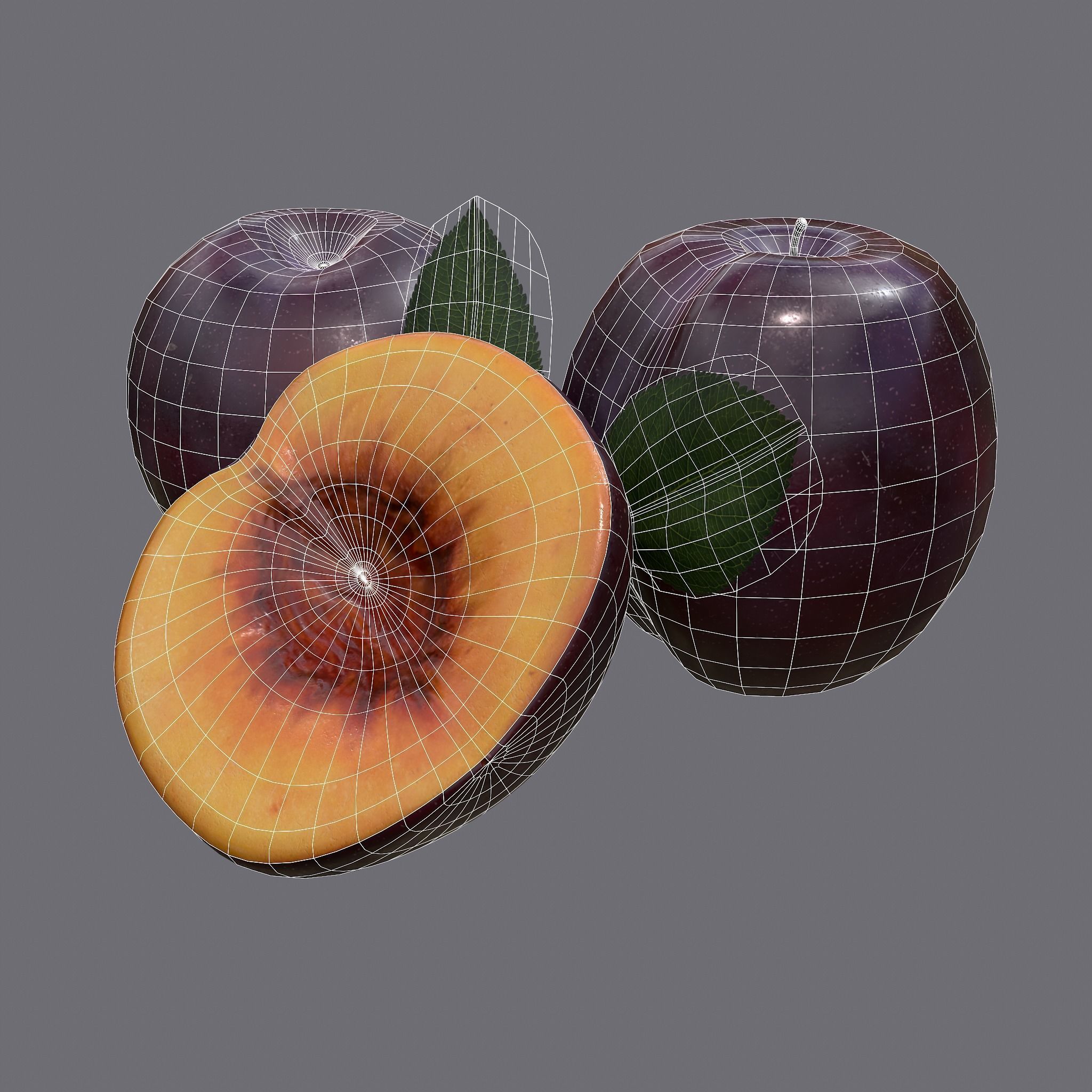 Plum Delicious Purple Low-poly 3D model_36