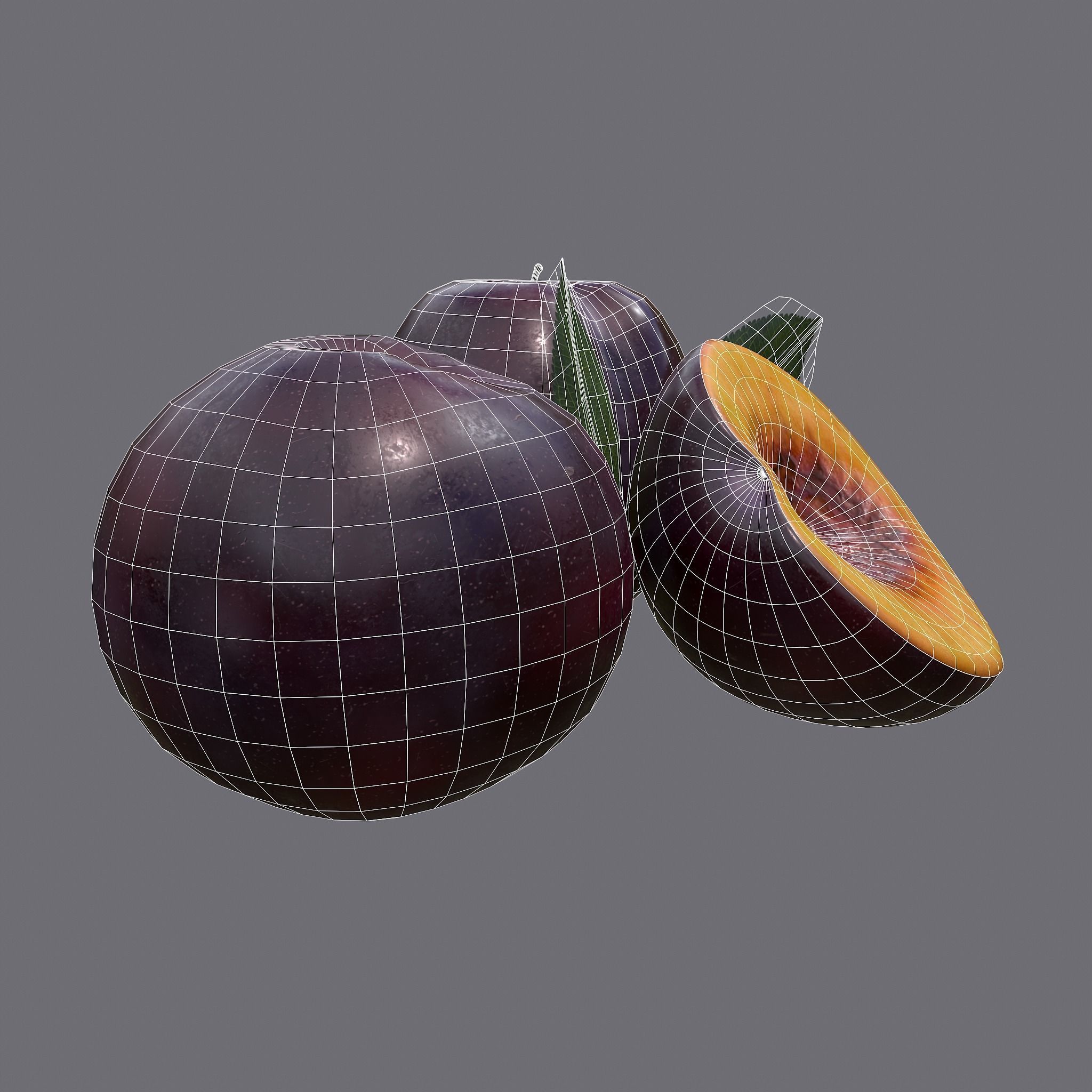 Plum Delicious Purple Low-poly 3D model_32