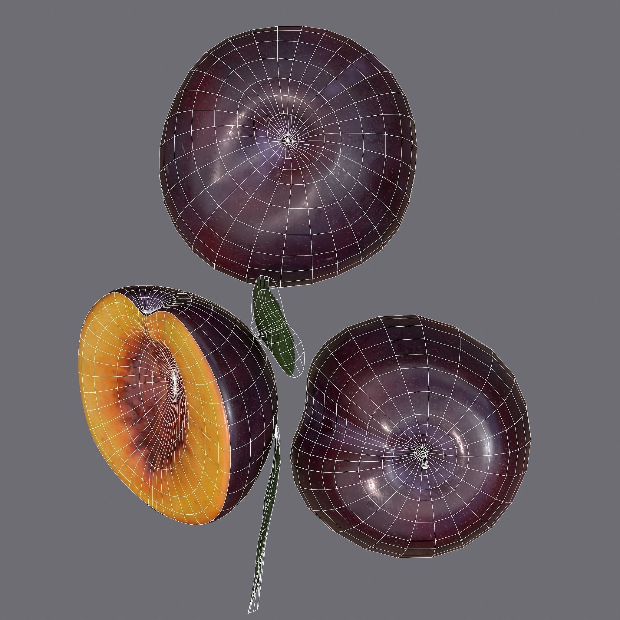 Plum Delicious Purple Low-poly 3D model_38