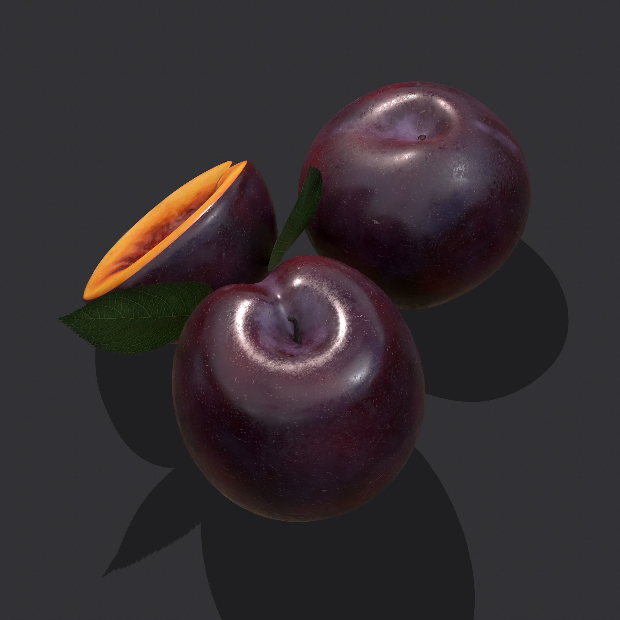 Plum Delicious Purple Low-poly 3D model_9