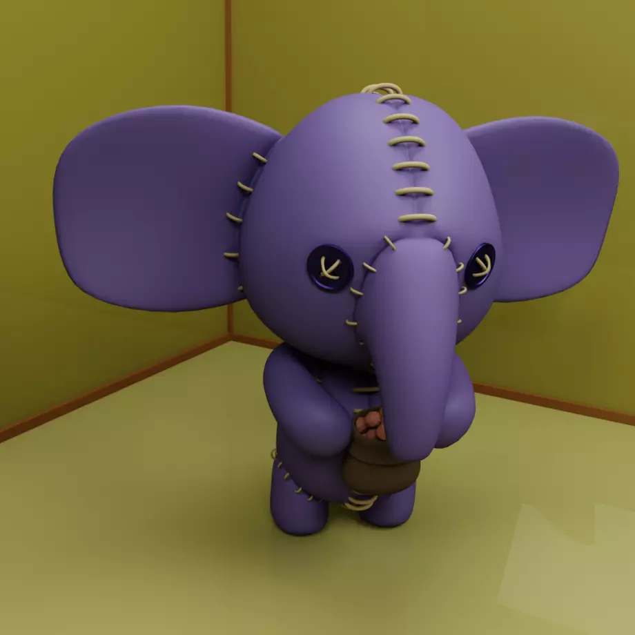 TOY ELPHANT ANIMATED Low-poly 3D model_0