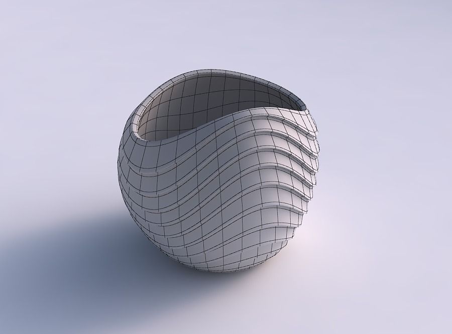 Bowl compressed 3 with horizontal wavy inverted layers 3D print model_5