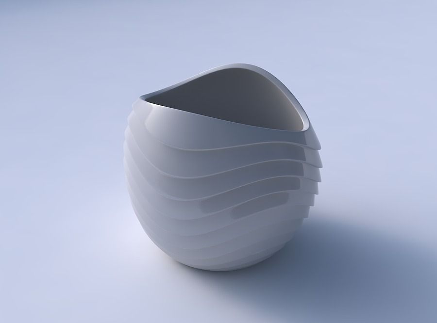 Bowl compressed 3 with horizontal wavy inverted layers 3D print model_3