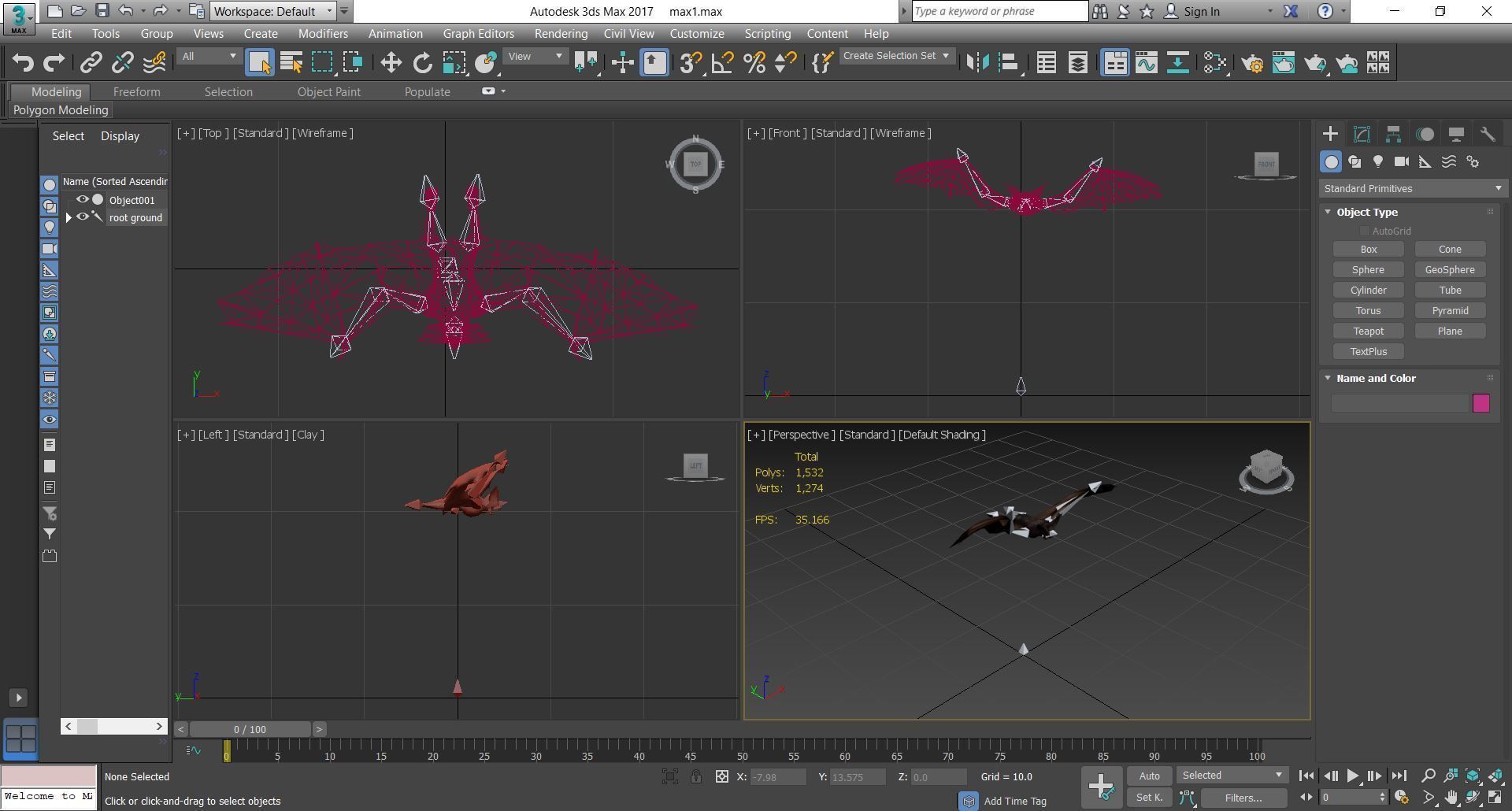 Bird - Bat Low-poly 3D model_3