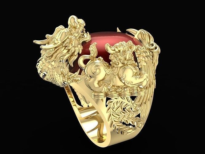 FengShui Four Spirist Animal  ring 1582 3D print model