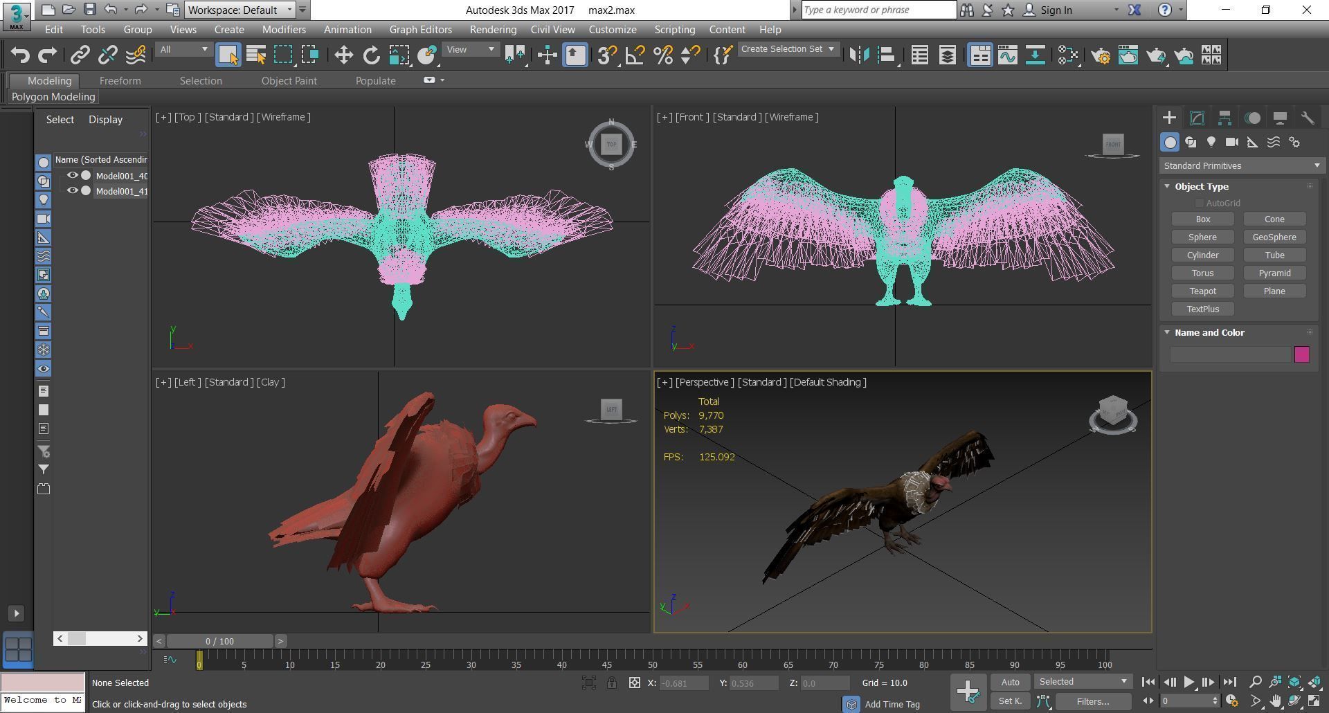 Bird - vulture Low-poly 3D model_4