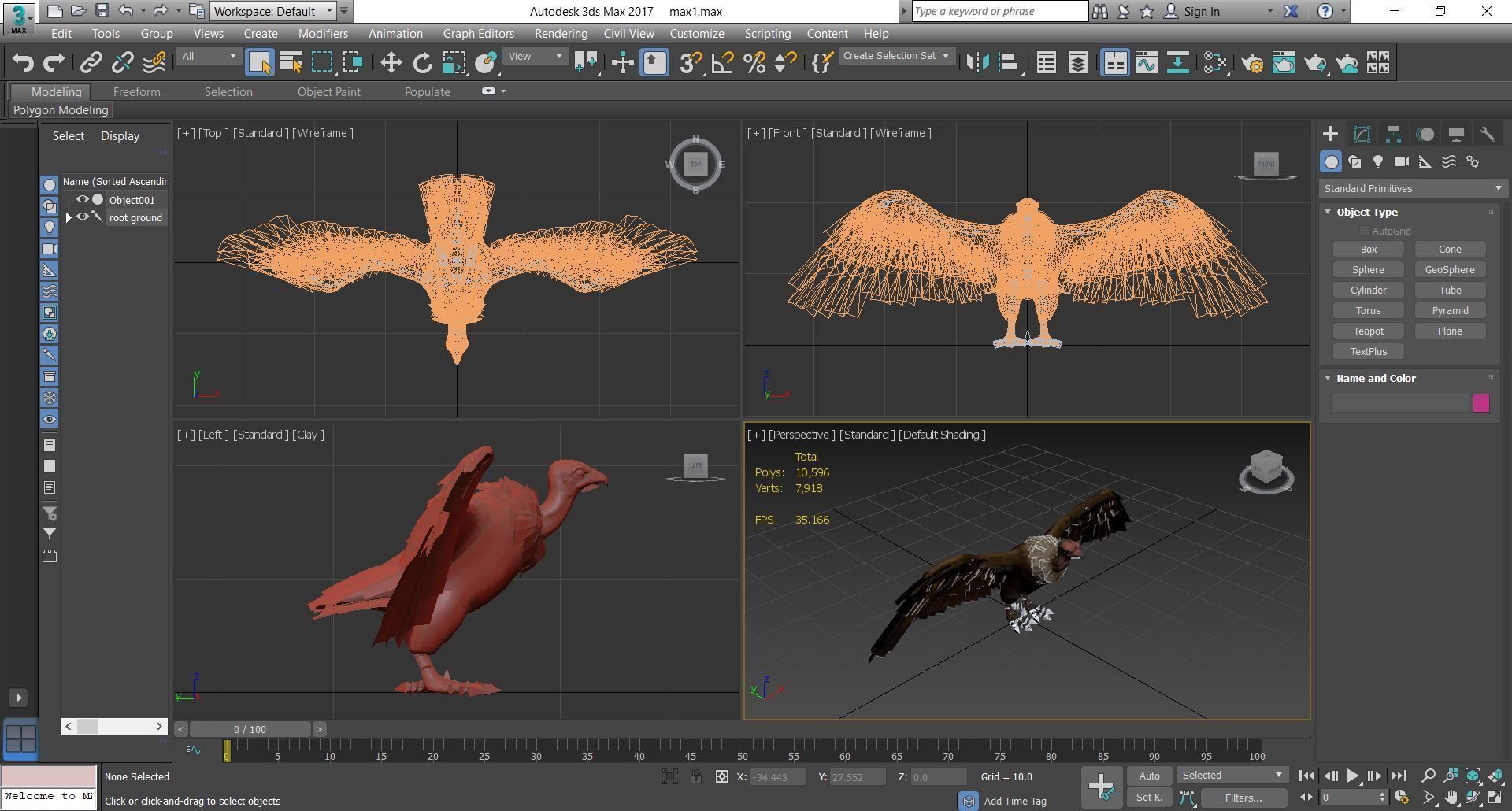 Bird - vulture Low-poly 3D model_3