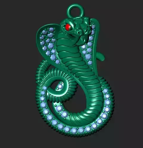 jewellery cobra pendant with crystals 3D print model