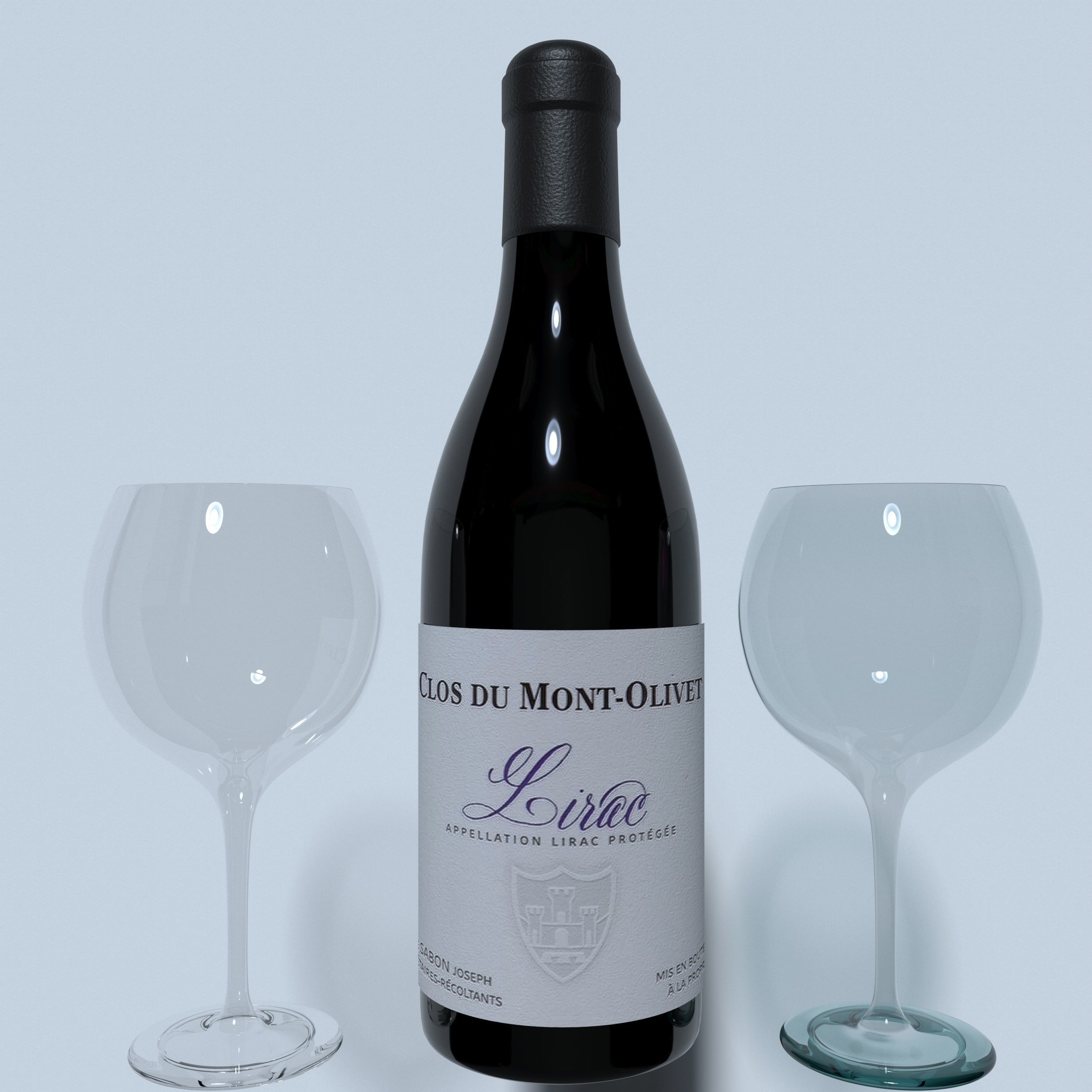 Wine and Glass 3D Model Ready For Render 3D model_5
