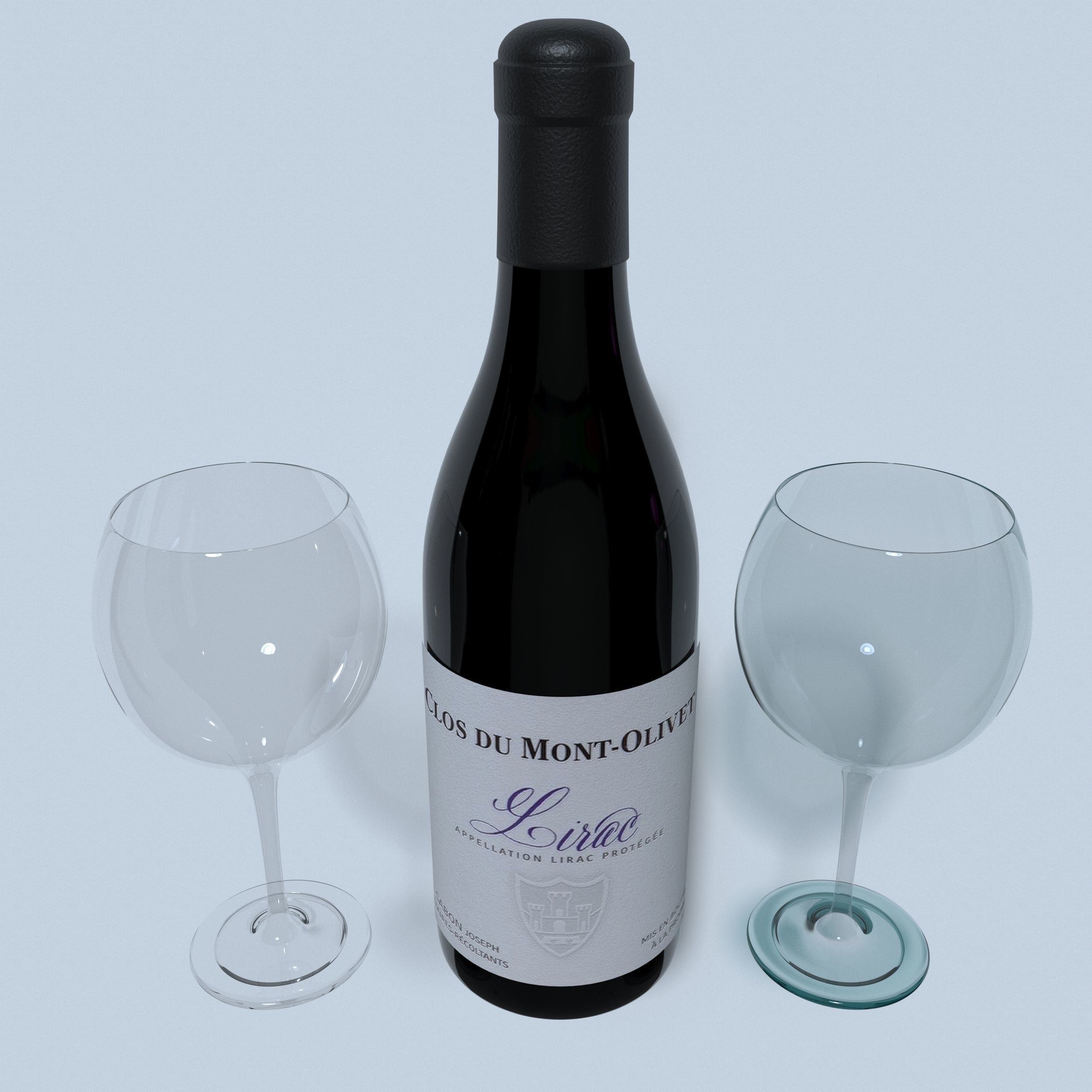 Wine and Glass 3D Model Ready For Render 3D model_4