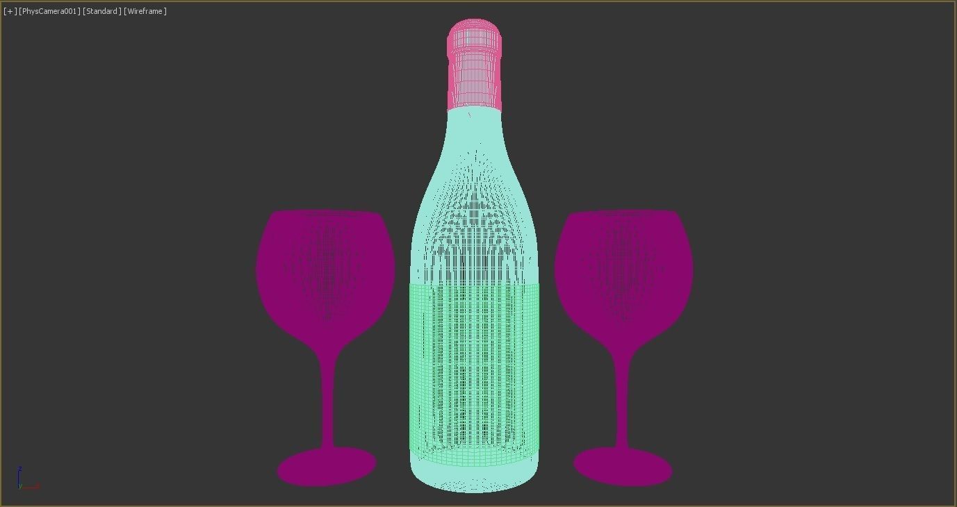 Wine and Glass 3D Model Ready For Render 3D model_6