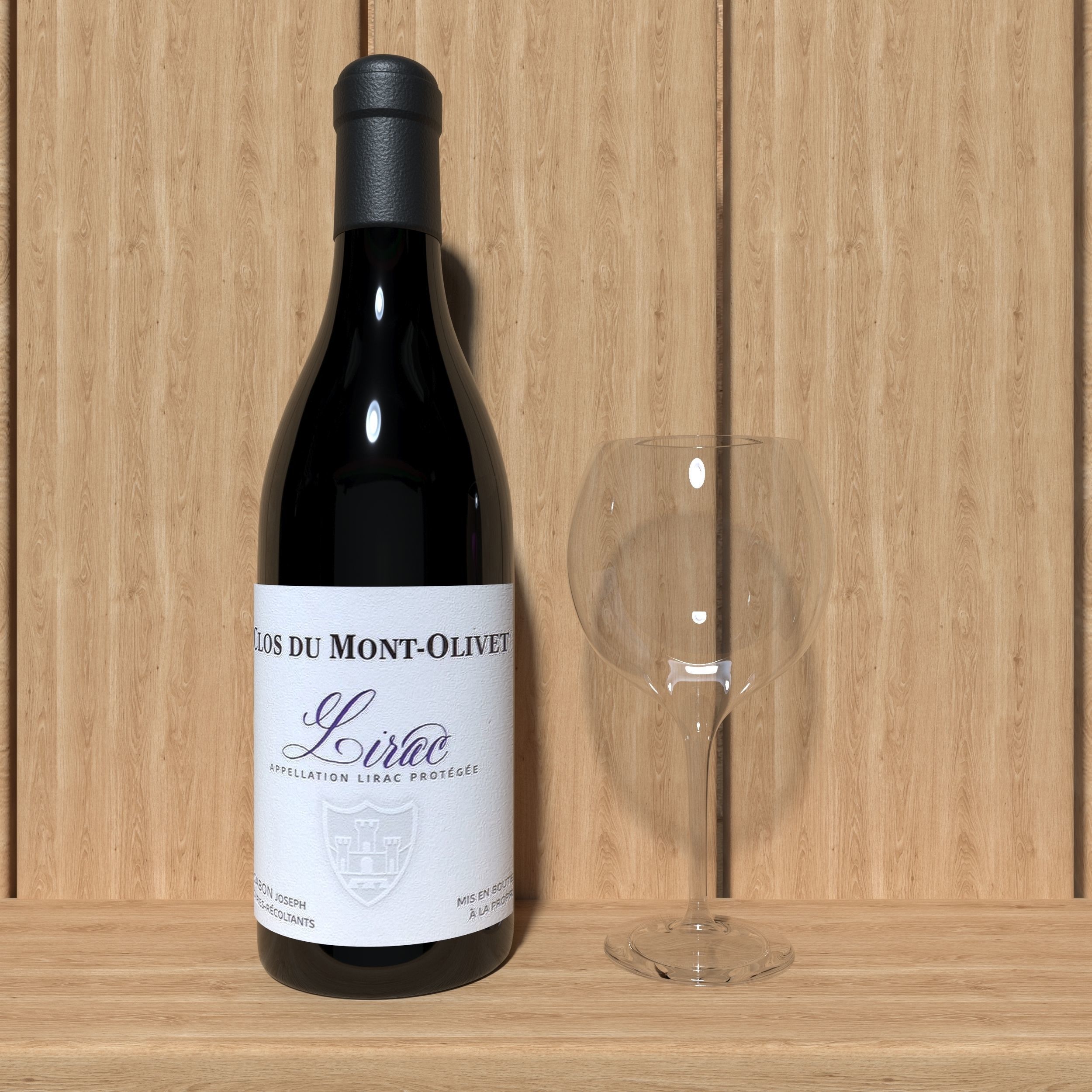 Wine and Glass 3D Model Ready For Render 3D model_1