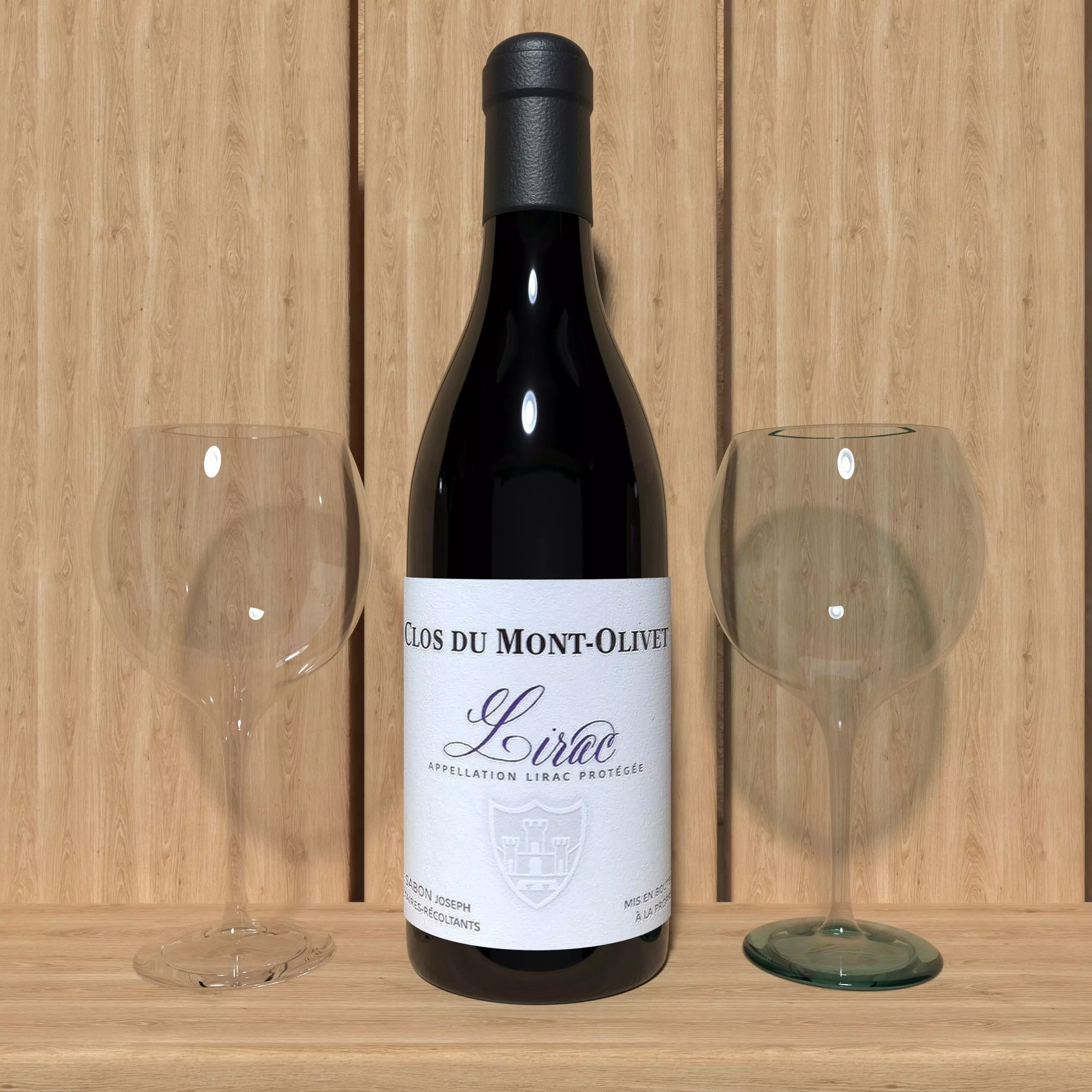 Wine and Glass 3D Model Ready For Render 3D model_0