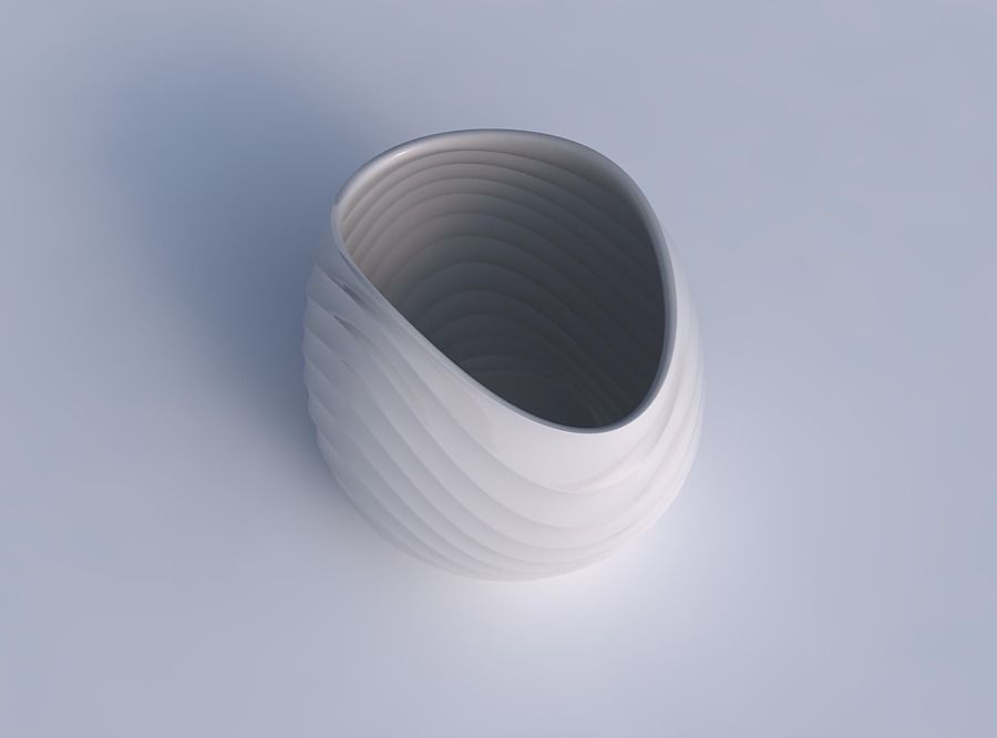 Bowl compressed 3 with curved horizontal wavy sections 3D print model_1