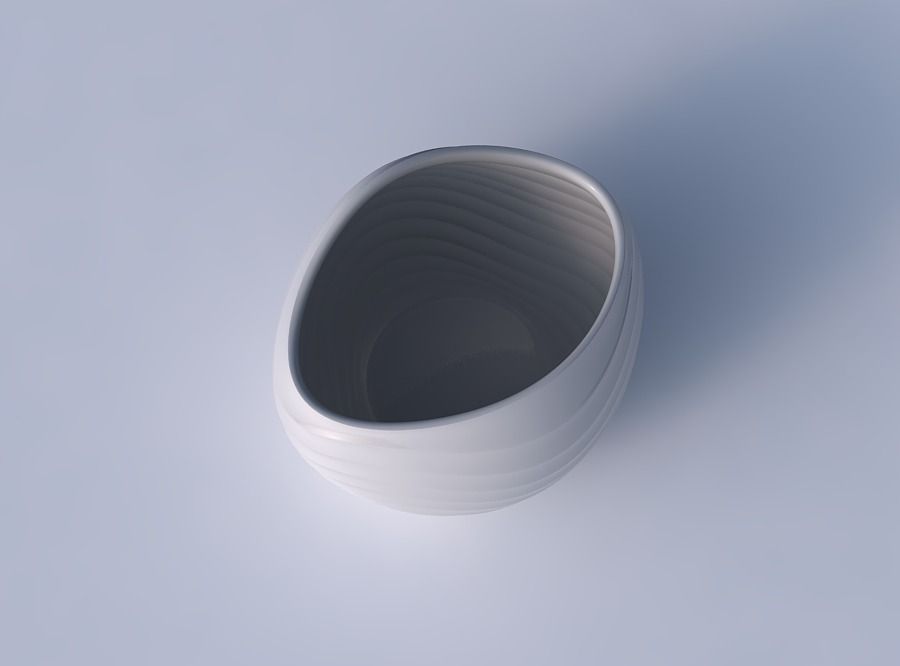 Bowl compressed 3 with curved horizontal wavy sections 3D print model_2