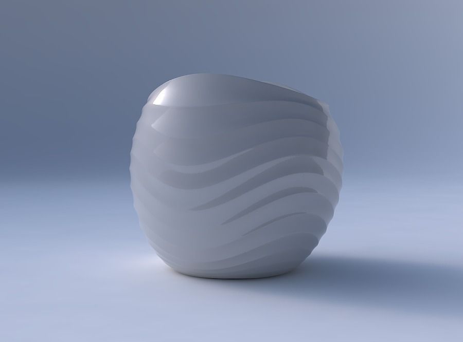 Bowl compressed 3 with curved horizontal wavy sections 3D print model_4