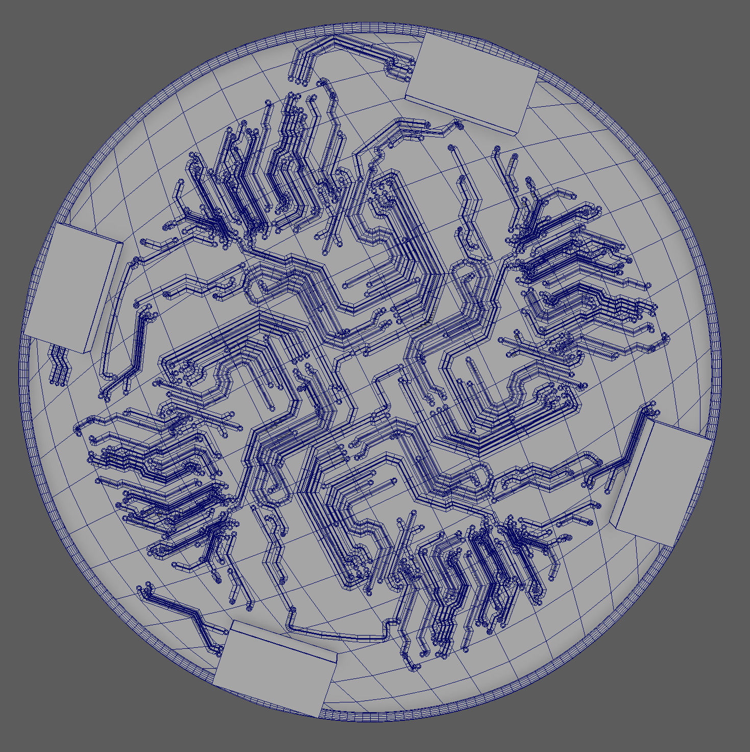 circular circuit board  3D model_3