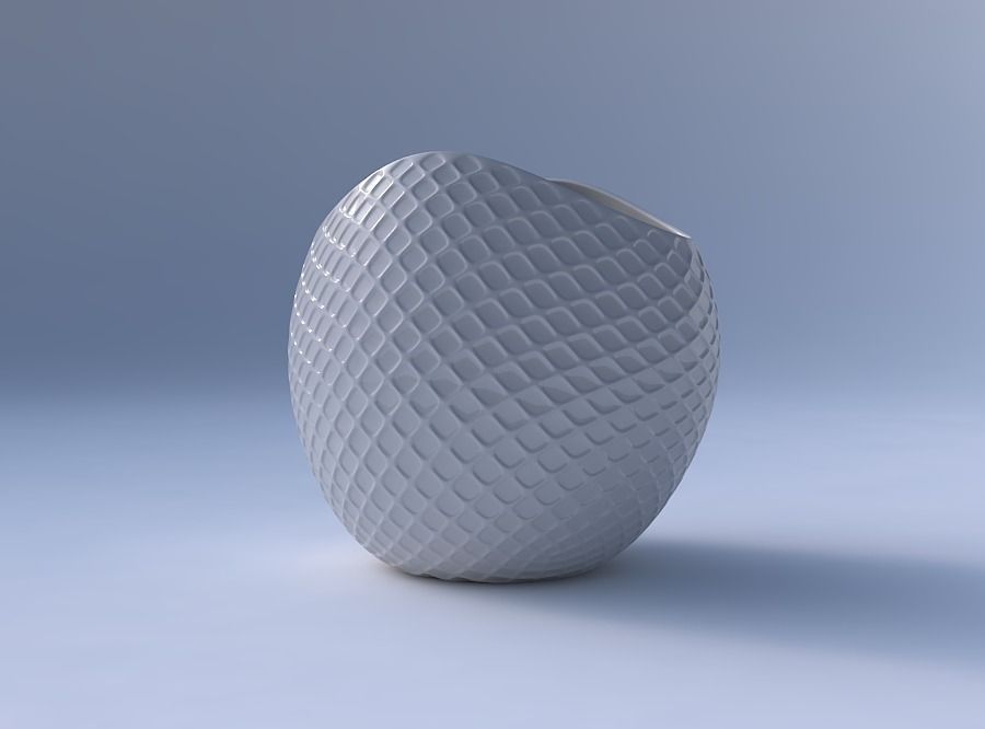 Bowl compressed 3 with diagonal grid dents 3D print model_4