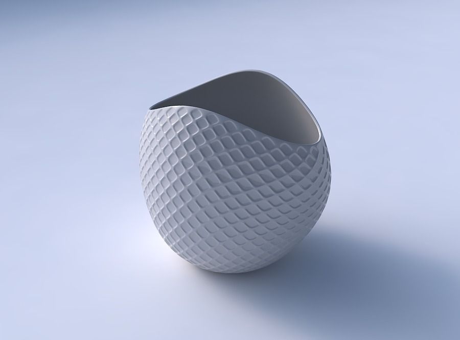 Bowl compressed 3 with diagonal grid dents 3D print model_3