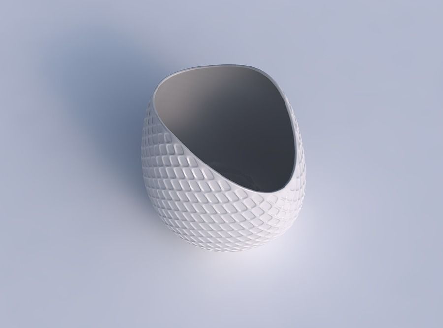 Bowl compressed 3 with diagonal grid dents 3D print model_1