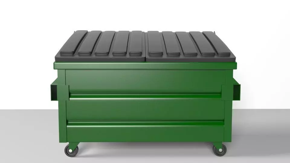 Dumpster trash cart on wheels Free low-poly 3D model