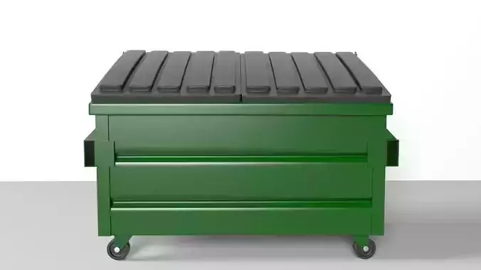 Dumpster trash cart on wheels Free low-poly 3D model