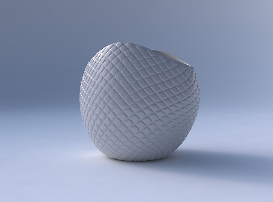 Bowl compressed 3 with diagonal grid bulges 3D print model_4