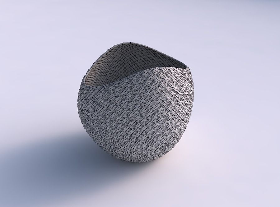 Bowl compressed 3 with diagonal grid bulges 3D print model_5