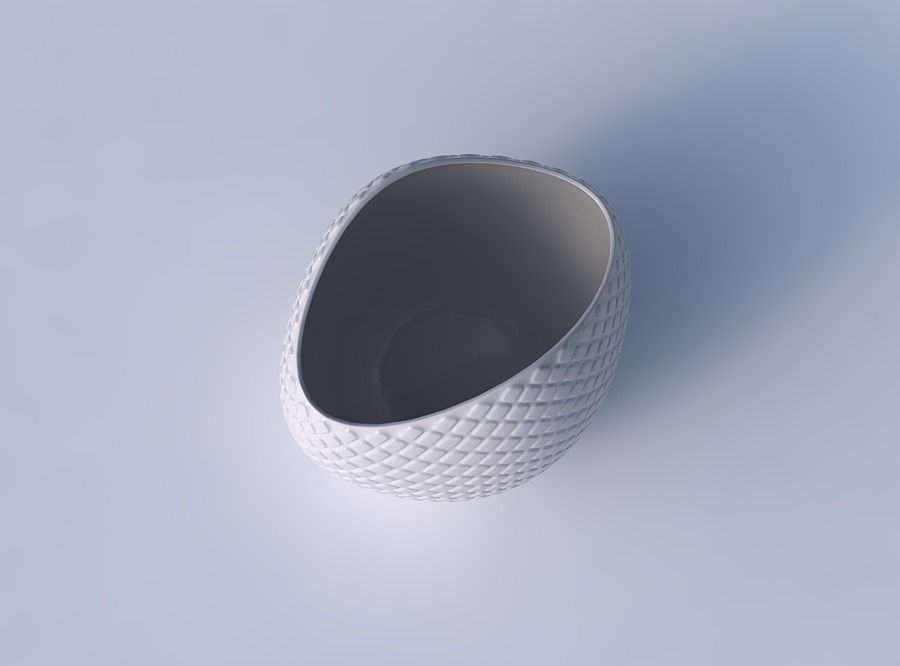 Bowl compressed 3 with diagonal grid bulges 3D print model_2