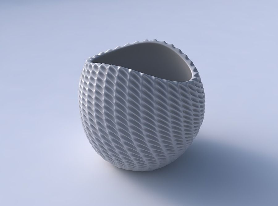 Bowl compressed 3 with bent extruded pattern 3D print model_3