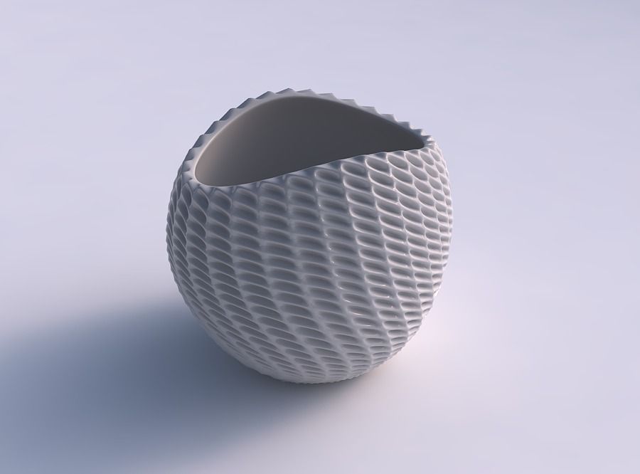 Bowl compressed 3 with bent extruded pattern 3D print model_0