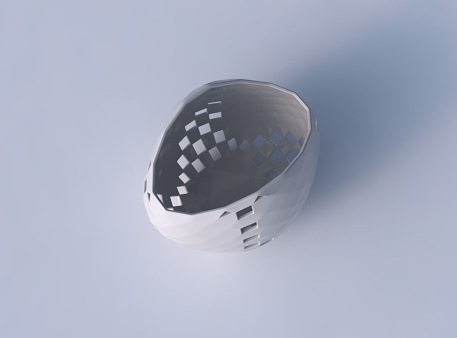 Bowl compressed 3 with checker grid lattice 3 3D print model_2