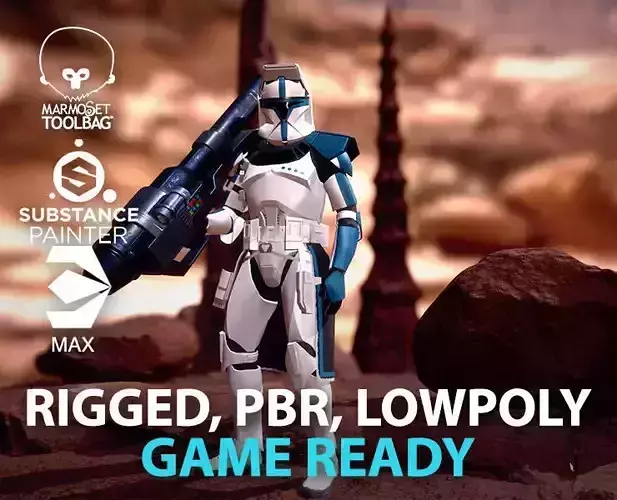 Clone Heavy Trooper Rigged Low-poly 3D model