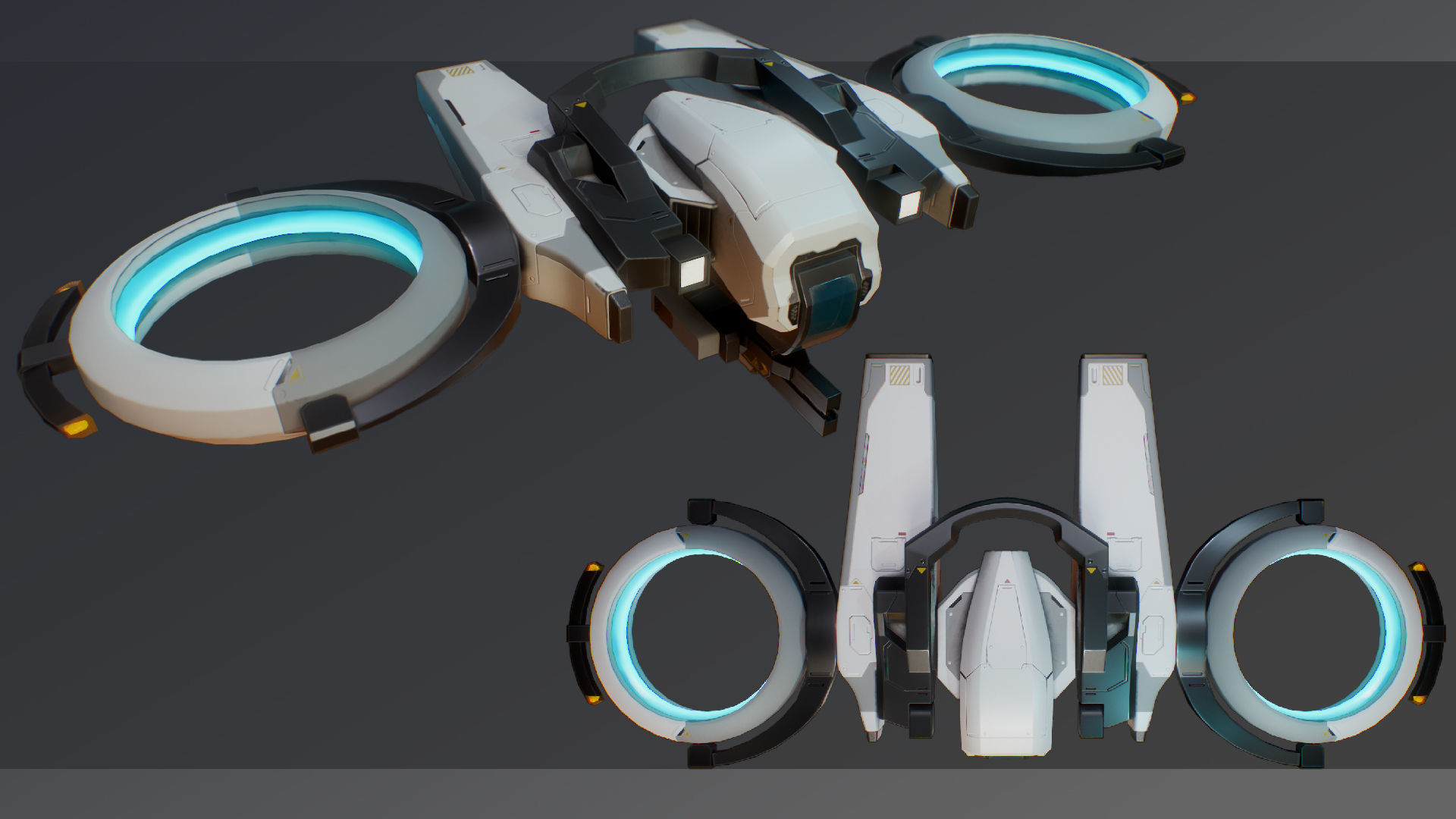 Falcon Drone game-ready with 6 camouflages Low-poly 3D model_9