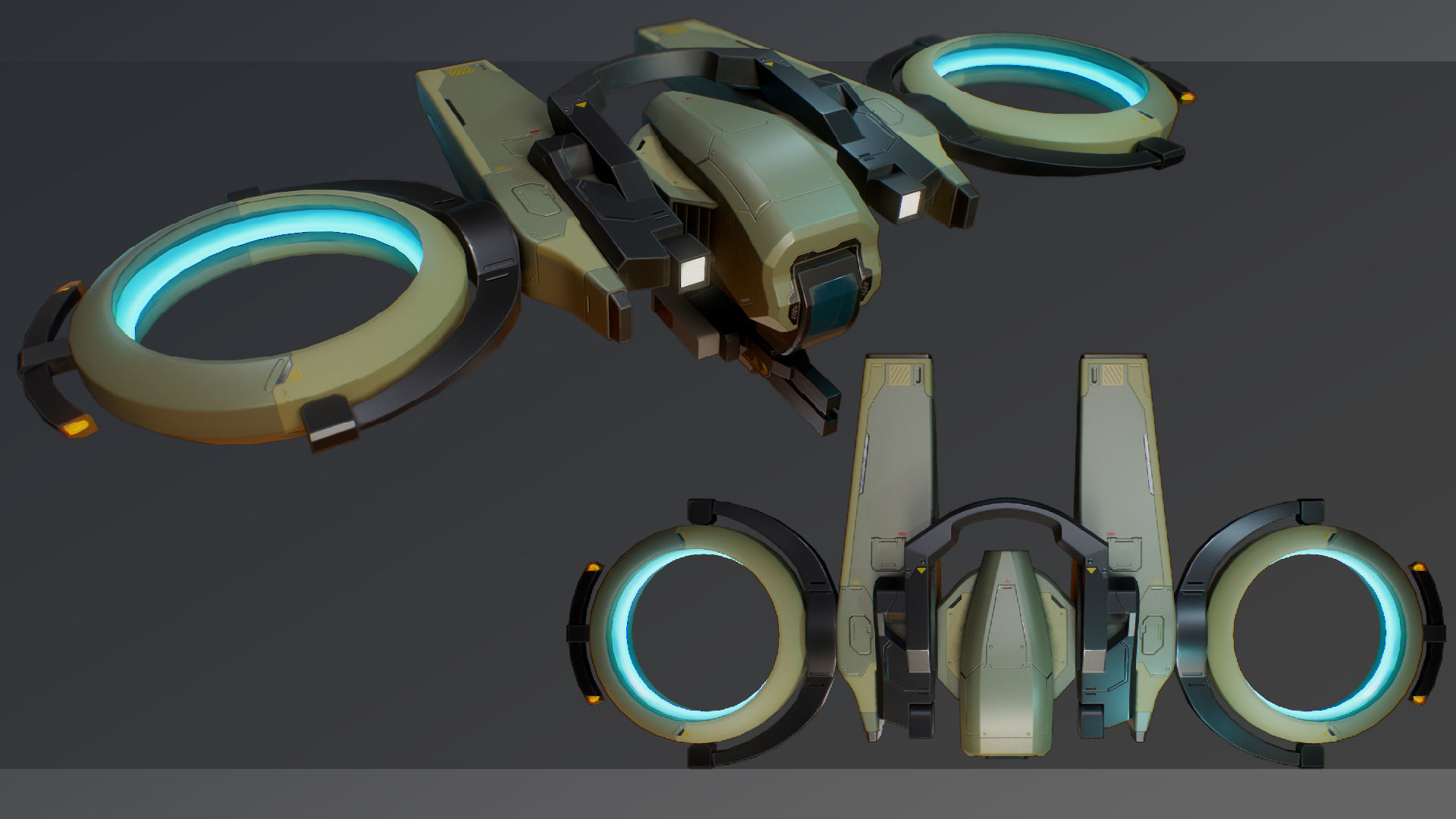 Falcon Drone game-ready with 6 camouflages Low-poly 3D model_11