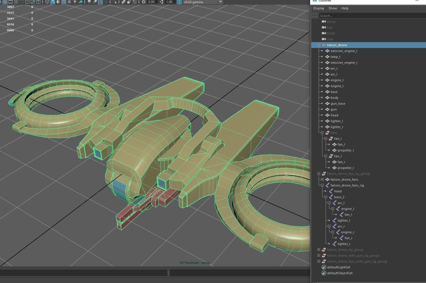 Falcon Drone game-ready with 6 camouflages Low-poly 3D model_17
