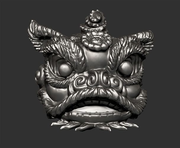 lion dancing head 3D print model