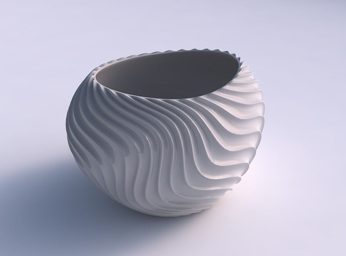 Bowl compressed 2 with wavy extruded lines 3