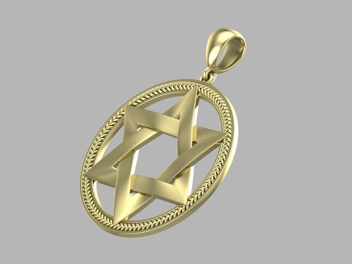  pendant David Star 3D print model_1
