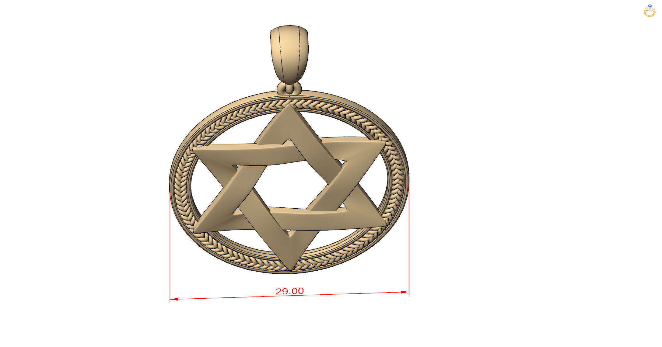  pendant David Star 3D print model_6